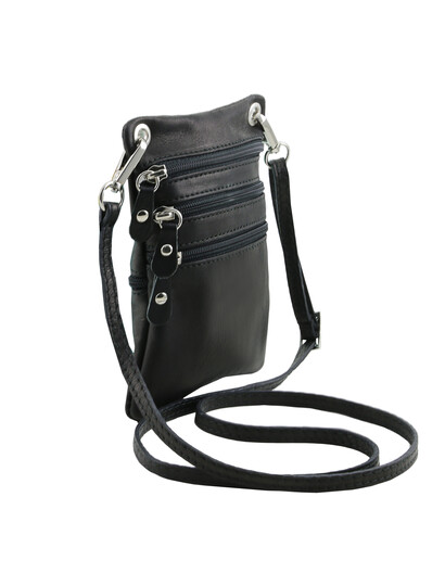 Geanta piele naturala Tuscany Leather, neagra Minicross