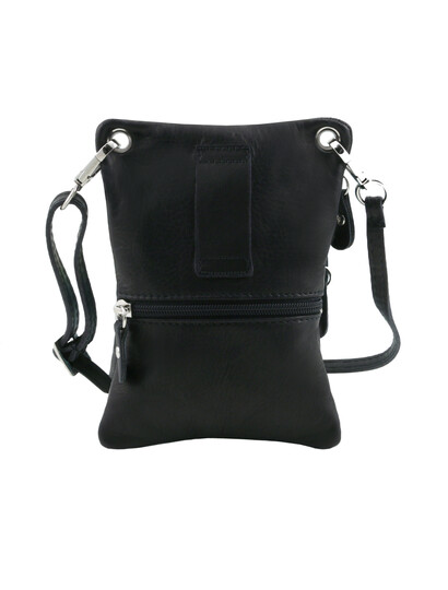 Geanta piele naturala Tuscany Leather, neagra Minicross