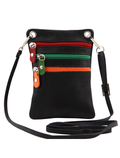 Geanta mica din piele naturala Tuscany Leather, neagra, MinicrosS
