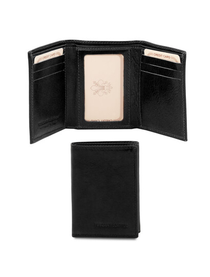 Portofel din piele naturala Tuscany Leather, negru