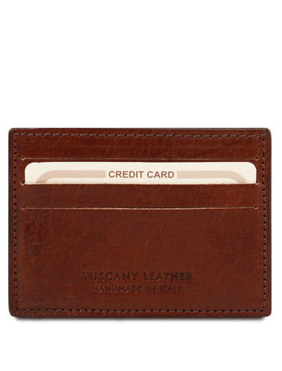 Suport carti de vizita din piele Tuscany Leather, maro