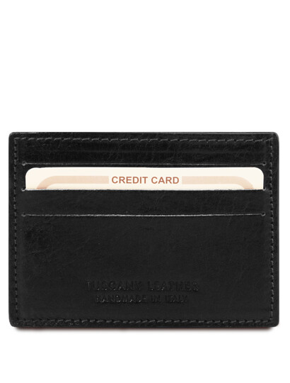 Suport carti de vizita din piele Tuscany Leather, negru