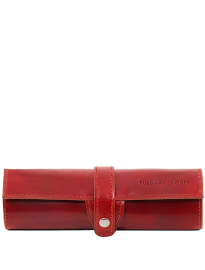 Etui stilou Tuscany Leather din piele naturala rosie