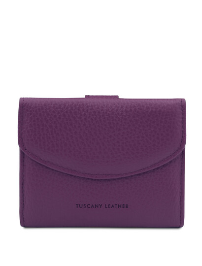 Portofel dama din piele naturala mov, Tuscany Leather, Calliope