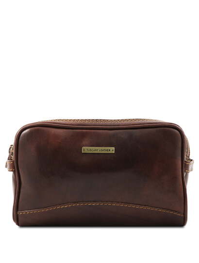 Geanta cosmetice din piele maro inchis Tuscany Leather, Igor