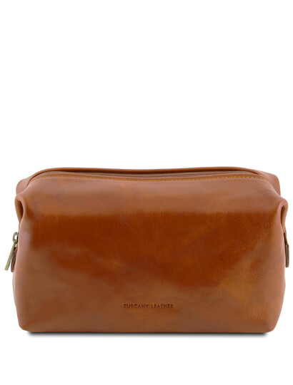 Geanta cosmetice piele honey, marime mare, Tuscany Leather, Smarty