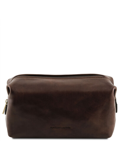 Geanta cosmetice piele maro inchis, marime mica, Tuscany Leather, Smarty
