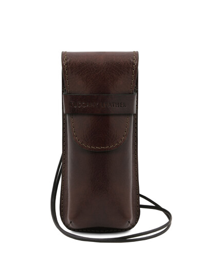 Etui ochelari piele maro inchis Tuscany Leather