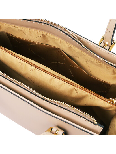 Geanta de dama din piele sampanie, Tuscany Leather, Aura