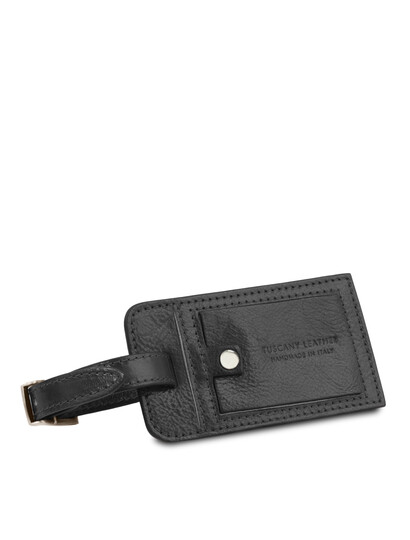 Eticheta bagaj din piele neagra, Tuscany Leather