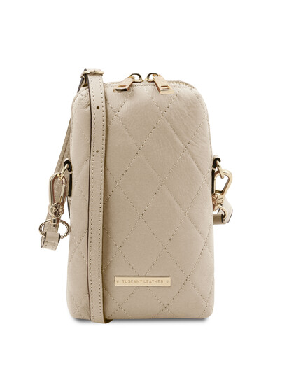 Geanta dama din piele matlasata Tuscany Leather, bej