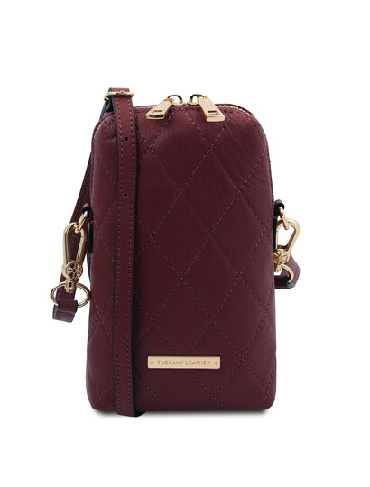 Geanta dama din piele matlasata Tuscany Leather, bordo