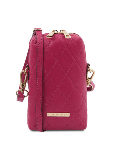Geanta dama din piele matlasata Tuscany Leather, fucsia
