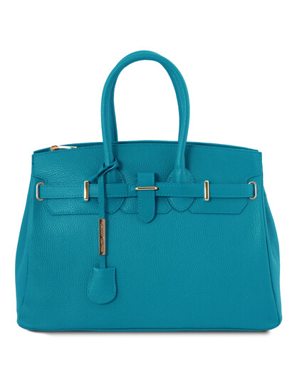Geanta dama din piele naturala Tuscany Leather, turcoaz, TL Bag