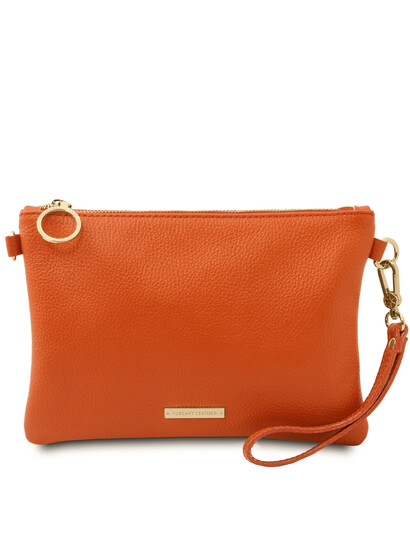 Plic dama piele naturala portocalie, Tuscany Leather, TL Bag Soft