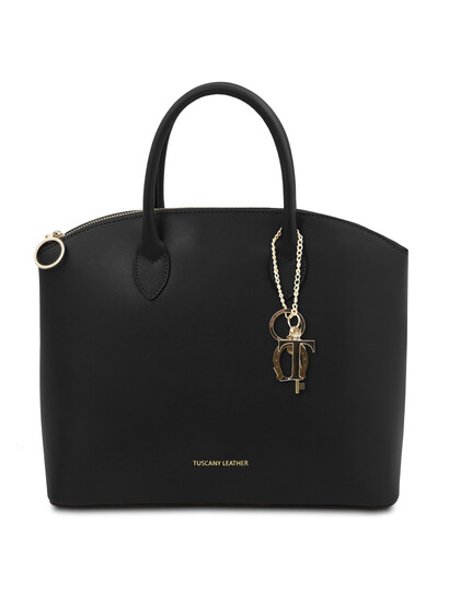 Geanta dama din piele neagra Tuscany Leather, KeyLuck