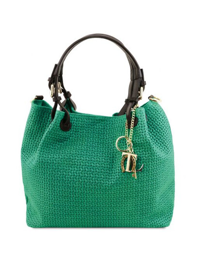 Geanta dama Tuscany Leather din piele verde Keyluck