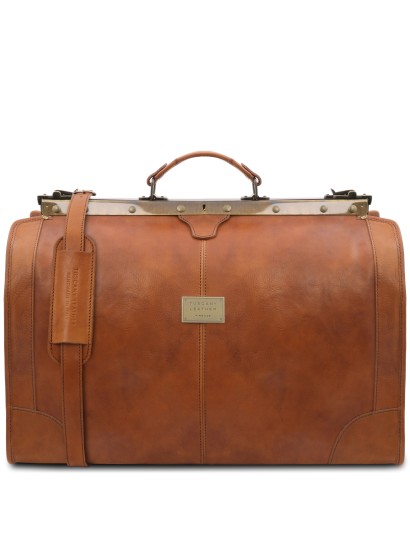 Geanta voiaj din piele maro deschis, marime mare, Tuscany Leather, Madrid