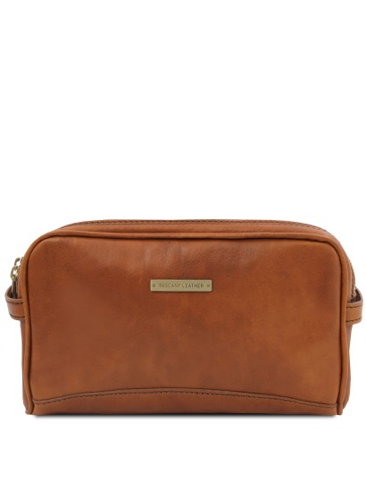 Geanta cosmetice din piele maro natural, Tuscany Leather, Igor