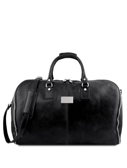 Geanta pentru costum, piele neagra, Tuscany Leather, Antigua