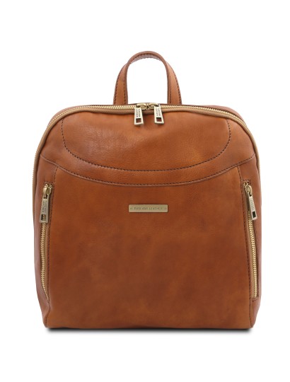 Rucsac din piele maro natural, Tuscany Leather,  Manila