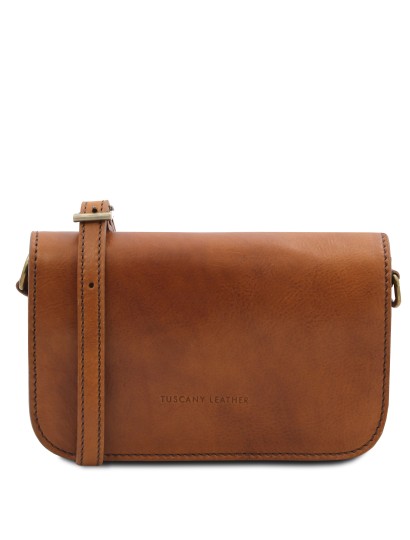 Geanta piele dama Tuscany Leather, maro natural, Carmen