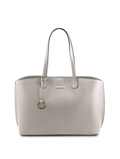 Geanta dama din piele naturala gri deschis, Tuscany Leather, TL Bag