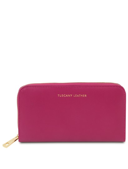 Portofel dama din piele naturala fucsia, Tuscany Leather, Venere