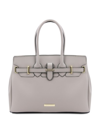 Geanta dama piele, Tuscany Leather, TL Bag gri deschis
