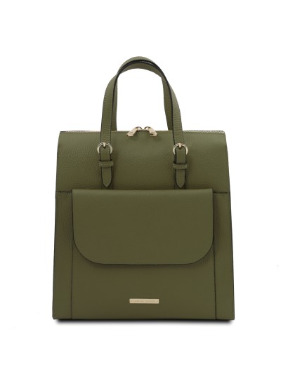 Rucsac dama din piele naturala verde inchis TL Bag