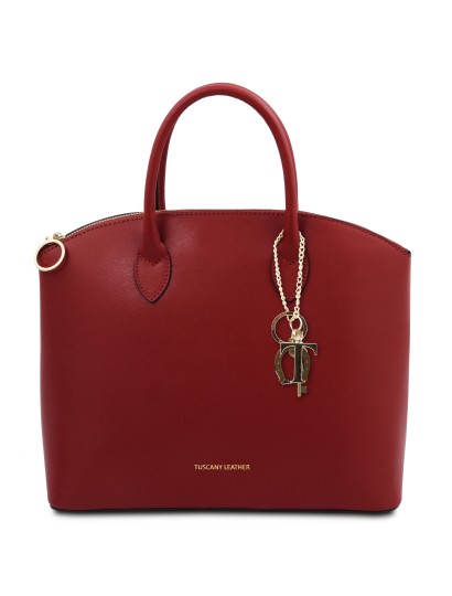 Geanta dama din piele rosie Tuscany Leather, KeyLuck