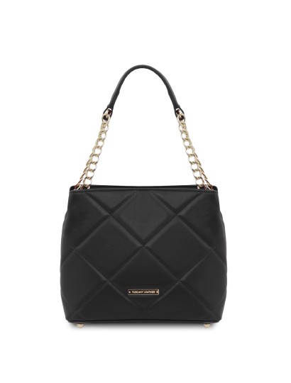 Geanta dama din piele matlasata neagra, Tuscany Leather