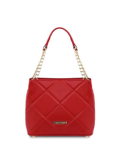 Geanta dama din piele matlasata rosu aprins, Tuscany Leather