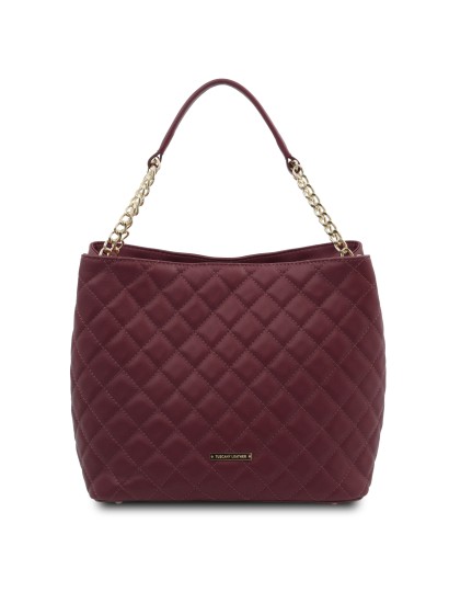 Geanta dama din piele matlasata bordo Tuscany Leather
