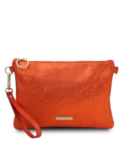 Plic dama din piele naturala brandi, Tuscany Leather, Metalic