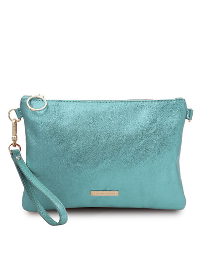 Plic dama din piele albastru deschis, Tuscany Leather, Metalic