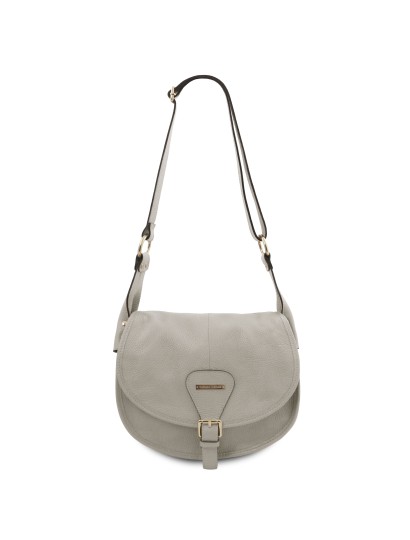 Geanta dama piele naturala gri deschis Tuscany Leather