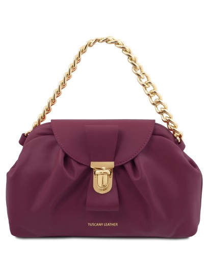 Geanta plic din piele naturala violet TL, Lara