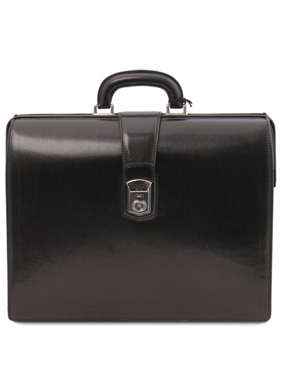 Servieta doctor din piele naturala neagra, TL, Canova