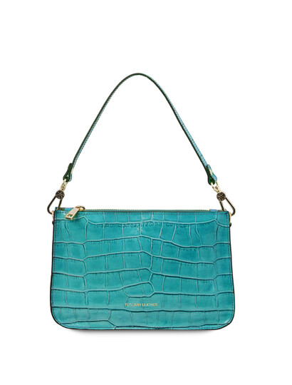 Plic dama piele naturala turcoaz, TL, Cassandra, croc print