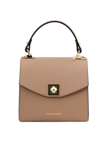 Geanta dama din piele sampanie, mica, Tuscany Leather