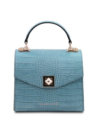 Geanta dama din piele croc albastru, Tuscany Leather, Atena