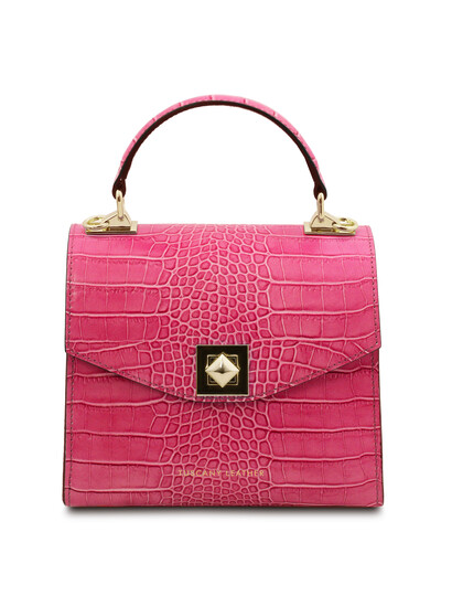 Geanta dama din piele croc fucsia, Tuscany Leather, Atena