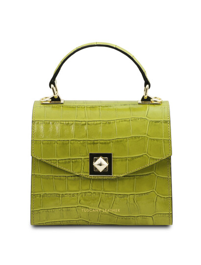 Geanta dama din piele croc verde lime, Tuscany Leather, Atena