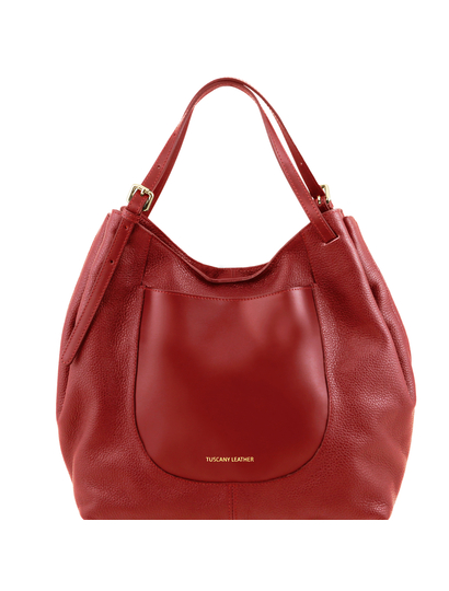 Geanta shopper Tuscany Leather din piele naturala rosie Cinzia