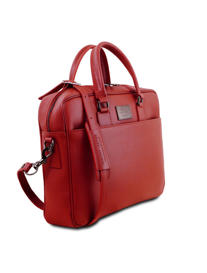 Geanta laptop dama Tuscany Leather din piele saffiano rosie Urbino