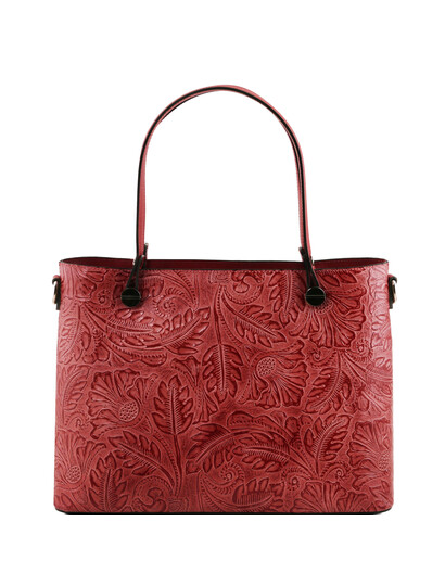 Geanta shopper Tuscany Leather rosie cu pattern floral Atena