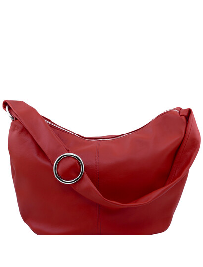 Genti dama | Yvette - Geanta din piele hobo rosie - Tuscany Leather