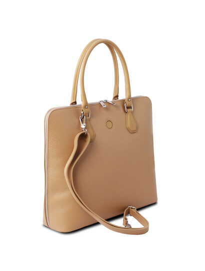 Geanta business piele naturala sampanie, Tuscany Leather, Magnolia