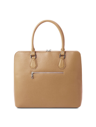 Geanta business eleganta din piele naturala sampanie, Tuscany Leather, Magnolia